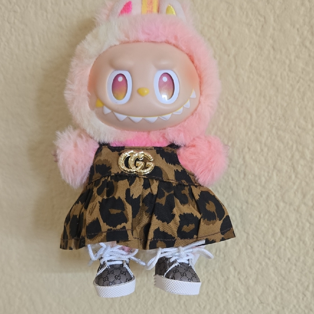 Labubu Clothes- Leopard Print dress With Shoes *Labubu Not Included*